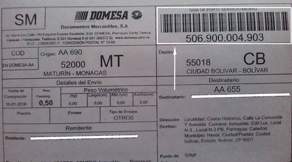 numero de guia domesa